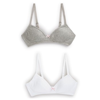 Two Pack Grey And White Bras