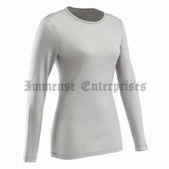 Women's Long Sleeve T-shirt Merino Wool   Grey